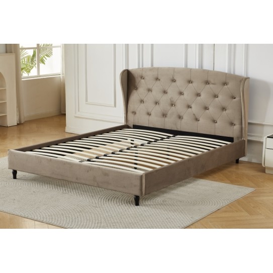 Διπλό Κρεβάτι Victoria 160x200cm σε ανοιχτό καφέ χρώμα