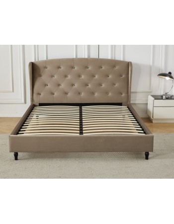 Διπλό Κρεβάτι Victoria 160x200cm σε ανοιχτό καφέ χρώμα