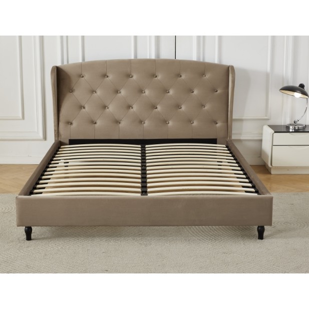 Διπλό Κρεβάτι Victoria 160x200cm σε ανοιχτό καφέ χρώμα