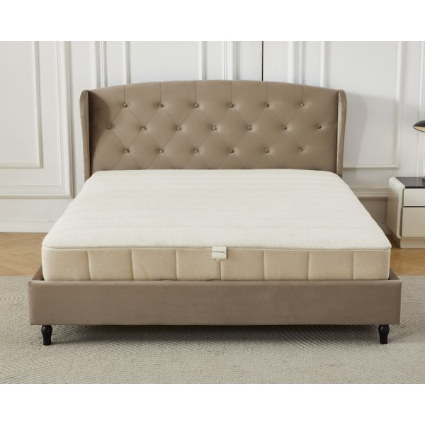 Διπλό Κρεβάτι Victoria 160x200cm σε ανοιχτό καφέ χρώμα
