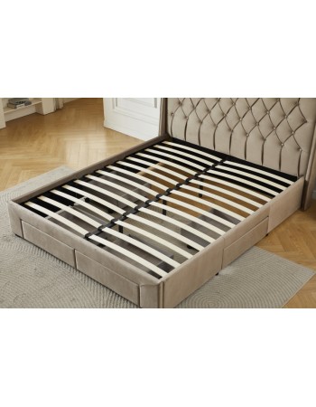 Διπλό Κρεβάτι Monaco Velvet 160x200c σε μπεζ χρώμα με αποθηκευτικό χώρο