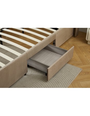 Διπλό Κρεβάτι Monaco Velvet 160x200c σε μπεζ χρώμα με αποθηκευτικό χώρο