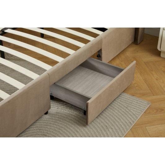 Διπλό Κρεβάτι Monaco Velvet 160x200c σε μπεζ χρώμα με αποθηκευτικό χώρο