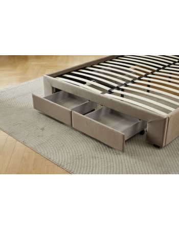Διπλό Κρεβάτι Monaco Velvet 160x200c σε μπεζ χρώμα με αποθηκευτικό χώρο