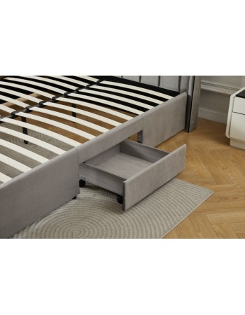 Διπλό Κρεβάτι Monaco Velvet 160x200c σε γκρι χρώμα με αποθηκευτικό χώρο