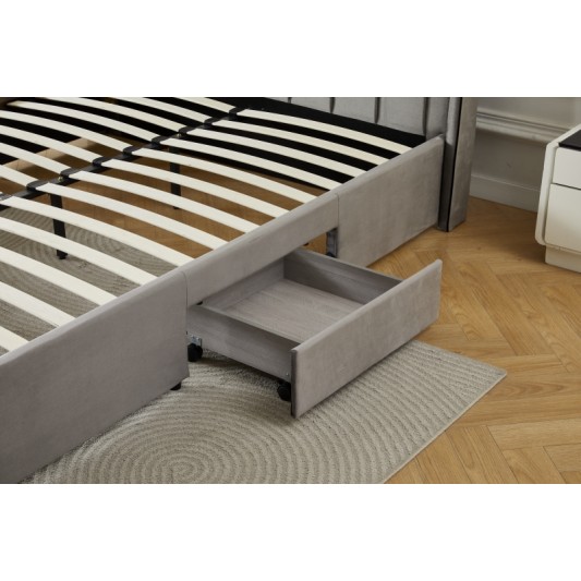 Διπλό Κρεβάτι Monaco Velvet 160x200c σε γκρι χρώμα με αποθηκευτικό χώρο