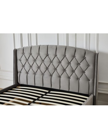 Διπλό Κρεβάτι Monaco Velvet 160x200c σε γκρι χρώμα με αποθηκευτικό χώρο