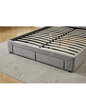 Διπλό Κρεβάτι Monaco Velvet 160x200c σε γκρι χρώμα με αποθηκευτικό χώρο