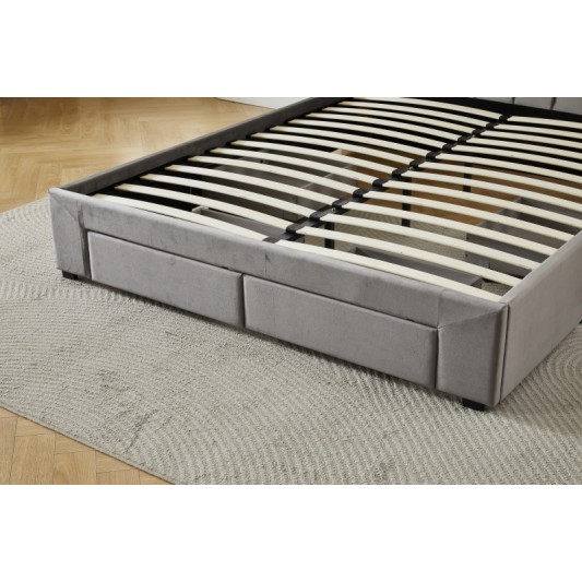 Διπλό Κρεβάτι Monaco Velvet 160x200c σε γκρι χρώμα με αποθηκευτικό χώρο