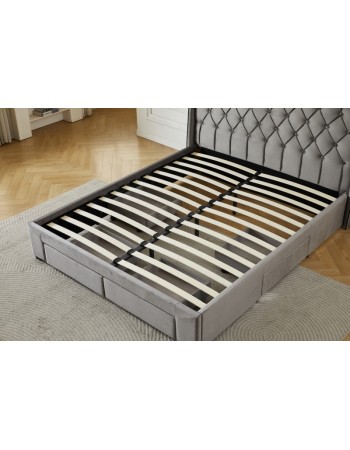 Διπλό Κρεβάτι Monaco Velvet 160x200c σε γκρι χρώμα με αποθηκευτικό χώρο