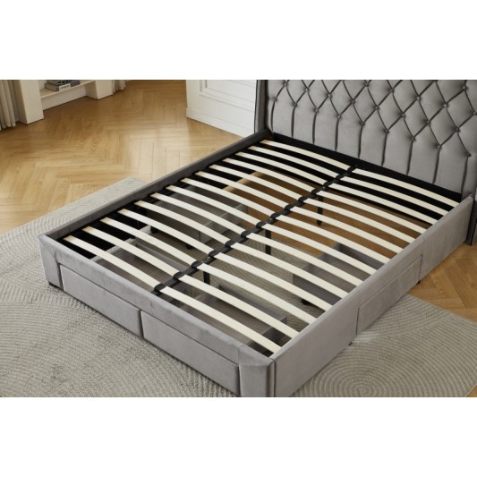 Διπλό Κρεβάτι Monaco Velvet 160x200c σε γκρι χρώμα με αποθηκευτικό χώρο