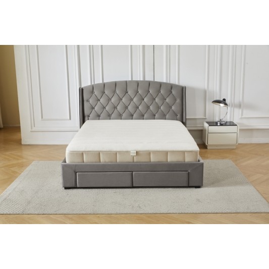 Διπλό Κρεβάτι Monaco Velvet 160x200c σε γκρι χρώμα με αποθηκευτικό χώρο