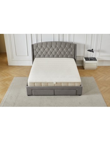 Διπλό Κρεβάτι Monaco Velvet 160x200c σε γκρι χρώμα με αποθηκευτικό χώρο