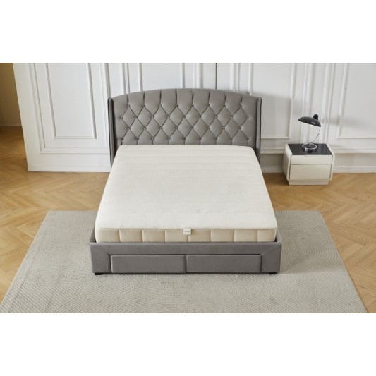 Διπλό Κρεβάτι Monaco Velvet 160x200c σε γκρι χρώμα με αποθηκευτικό χώρο