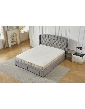 Διπλό Κρεβάτι Monaco Velvet 160x200c σε γκρι χρώμα με αποθηκευτικό χώρο