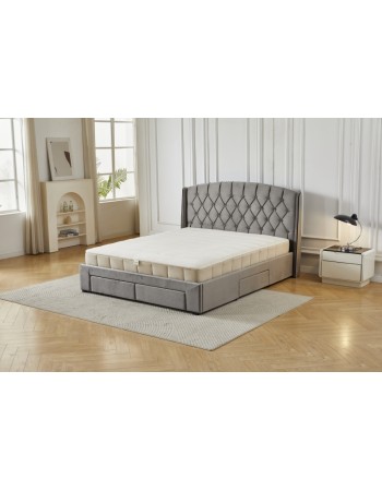 Διπλό Κρεβάτι Monaco Velvet 160x200c σε γκρι χρώμα με αποθηκευτικό χώρο