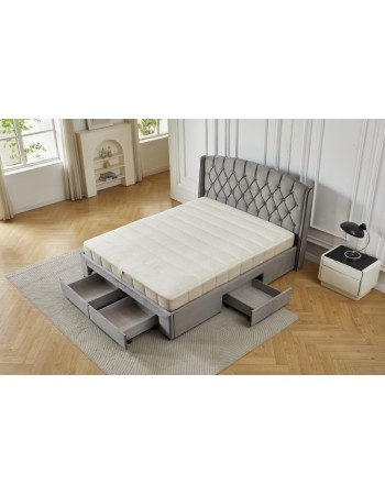 Διπλό Κρεβάτι Monaco Velvet 160x200c σε γκρι χρώμα με αποθηκευτικό χώρο