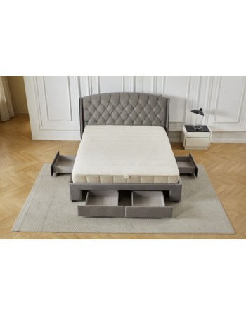 Διπλό Κρεβάτι Monaco Velvet 160x200c σε γκρι χρώμα με αποθηκευτικό χώρο