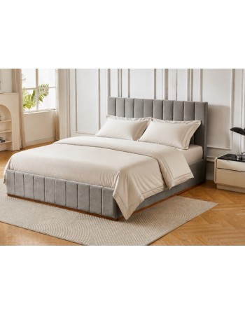Διπλό Κρεβάτι Athina Velvet 160x200c σε γκρι χρώμα με αποθηκευτικό χώρο