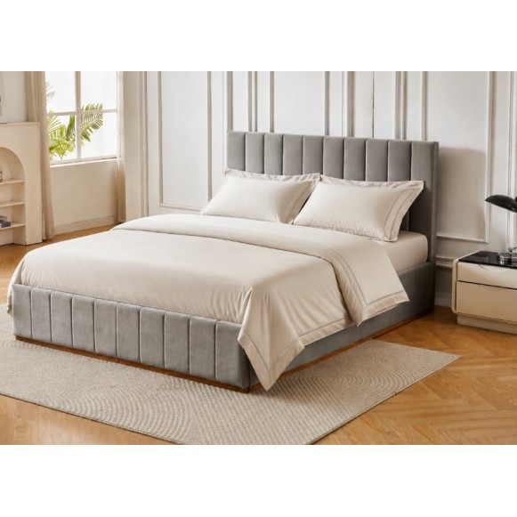 Διπλό Κρεβάτι Athina Velvet 160x200c σε γκρι χρώμα με αποθηκευτικό χώρο