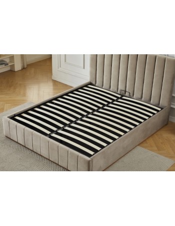 Διπλό Κρεβάτι Athina Velvet 160x200c σε μπεζ χρώμα με αποθηκευτικό χώρο