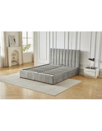 Διπλό Κρεβάτι Athina Velvet 160x200c σε γκρι χρώμα με αποθηκευτικό χώρο