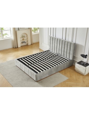 Διπλό Κρεβάτι Athina Velvet 160x200c σε γκρι χρώμα με αποθηκευτικό χώρο