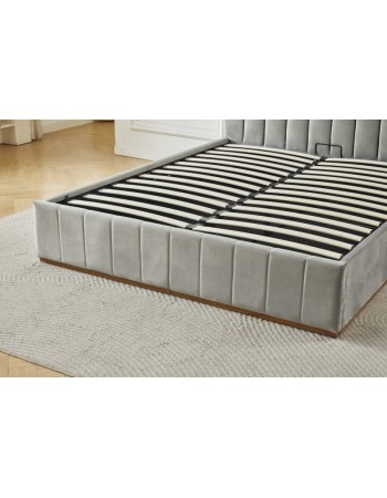 Διπλό Κρεβάτι Athina Velvet 160x200c σε γκρι χρώμα με αποθηκευτικό χώρο