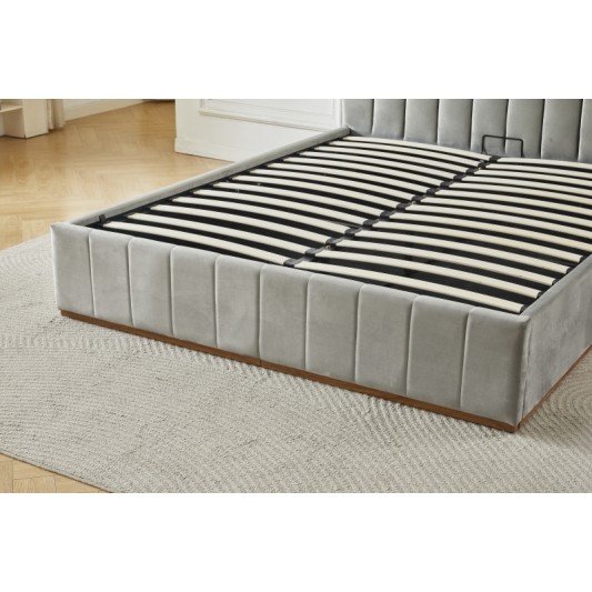 Διπλό Κρεβάτι Athina Velvet 160x200c σε γκρι χρώμα με αποθηκευτικό χώρο