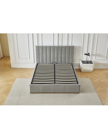 Διπλό Κρεβάτι Athina Velvet 160x200c σε γκρι χρώμα με αποθηκευτικό χώρο