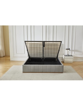 Διπλό Κρεβάτι Athina Velvet 160x200c σε γκρι χρώμα με αποθηκευτικό χώρο