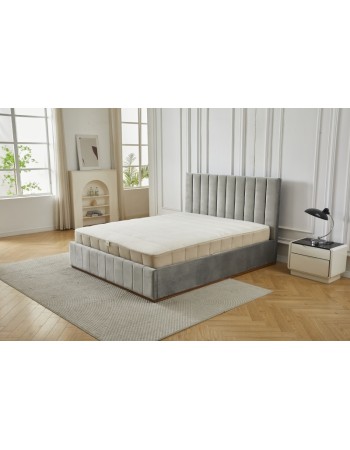 Διπλό Κρεβάτι Athina Velvet 160x200c σε γκρι χρώμα με αποθηκευτικό χώρο