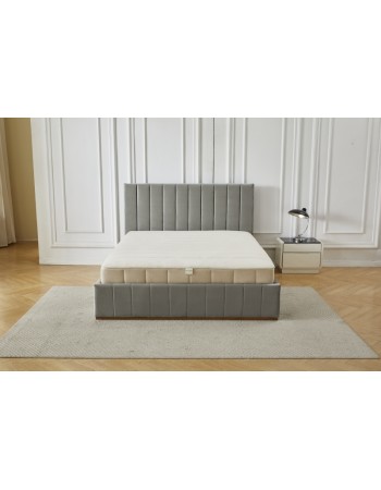 Διπλό Κρεβάτι Athina Velvet 160x200c σε γκρι χρώμα με αποθηκευτικό χώρο