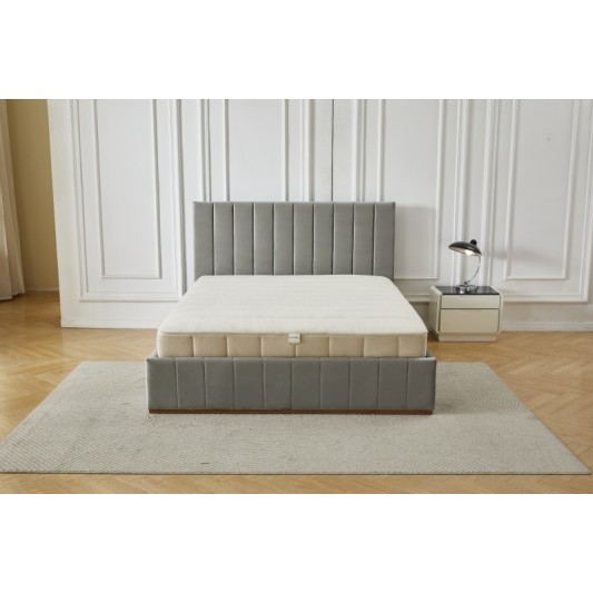 Διπλό Κρεβάτι Athina Velvet 160x200c σε γκρι χρώμα με αποθηκευτικό χώρο
