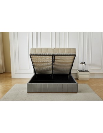 Διπλό Κρεβάτι Athina Velvet 160x200c σε γκρι χρώμα με αποθηκευτικό χώρο