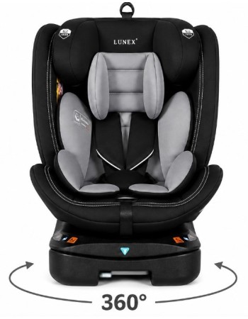 Καθισματάκι αυτοκινήτου Lunex με isofix για βάρος 0 έως 36kg περιστρεφόμενο 360 μοίρες σε Μαύρο γκρι