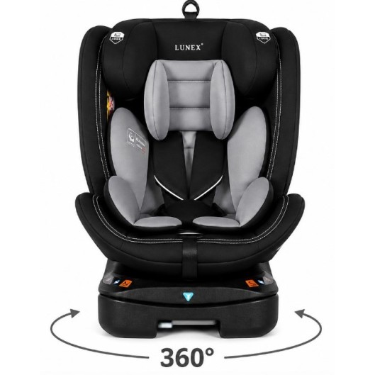 Καθισματάκι αυτοκινήτου Lunex με isofix για βάρος 0 έως 36kg περιστρεφόμενο 360 μοίρες σε Μαύρο γκρι