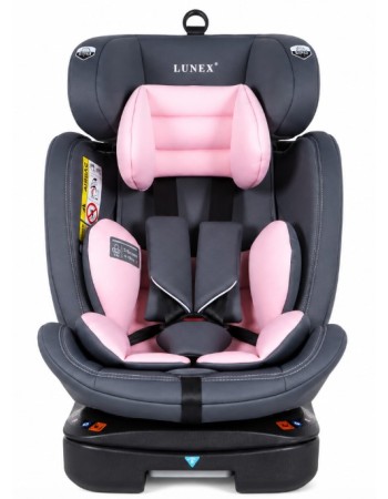 Καθισματάκι αυτοκινήτου Lunex με isofix για βάρος 0 έως 36kg περιστρεφόμενο 360 μοίρες σε Γκρι ροζ