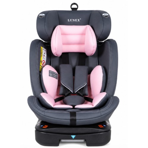 Καθισματάκι αυτοκινήτου Lunex με isofix για βάρος 0 έως 36kg περιστρεφόμενο 360 μοίρες σε Γκρι ροζ