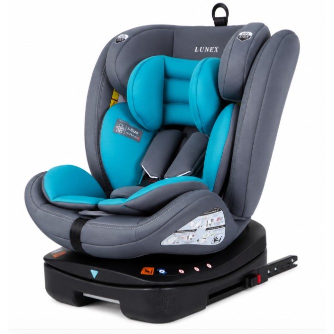 Καθισματάκι αυτοκινήτου Lunex με isofix για βάρος 0 έως 36kg περιστρεφόμενο 360 μοίρες σε Γκρι Μπλε