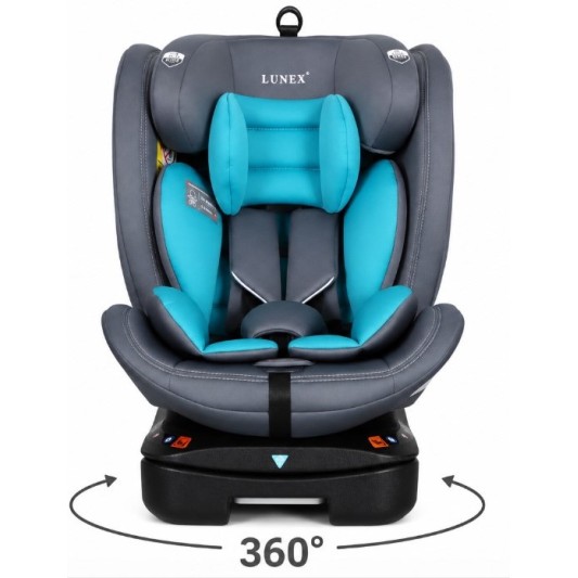 Καθισματάκι αυτοκινήτου Lunex με isofix για βάρος 0 έως 36kg περιστρεφόμενο 360 μοίρες σε Γκρι Μπλε