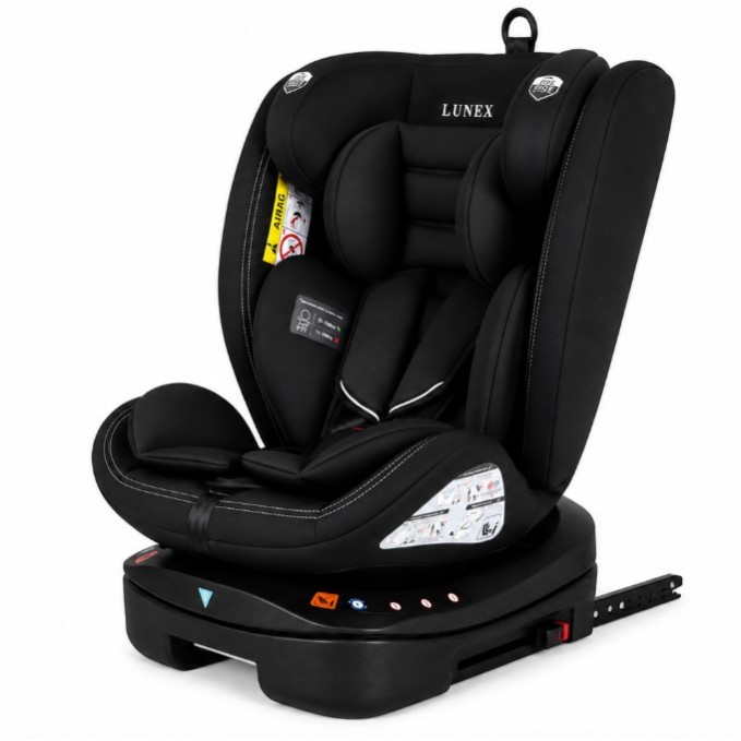 Καθισματάκι αυτοκινήτου Lunex με isofix για βάρος 0 έως 36kg περιστρεφόμενο 360 μοίρες σε Μαύρο