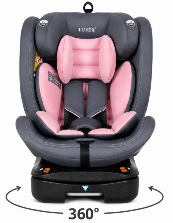 Καθισματάκι αυτοκινήτου Lunex με isofix για βάρος 0 έως 36kg περιστρεφόμενο 360 μοίρες σε Γκρι ροζ