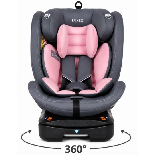 Καθισματάκι αυτοκινήτου Lunex με isofix για βάρος 0 έως 36kg περιστρεφόμενο 360 μοίρες σε Γκρι ροζ