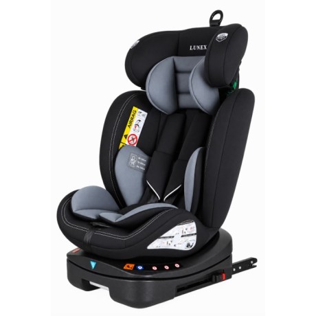 Καθισματάκι αυτοκινήτου Lunex με isofix για βάρος 0 έως 36kg περιστρεφόμενο 360 μοίρες σε Μαύρο γκρι