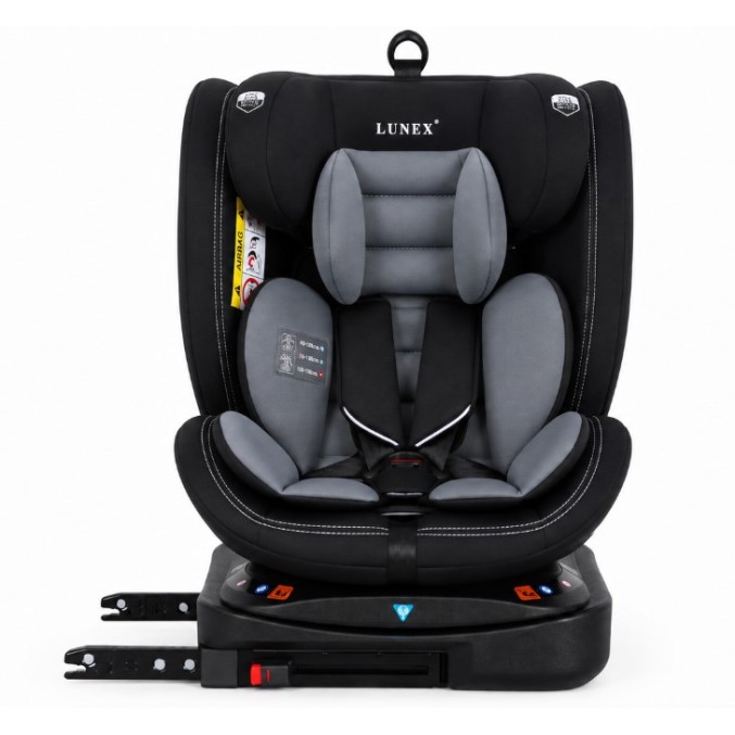 Καθισματάκι αυτοκινήτου Lunex με isofix για βάρος 0 έως 36kg περιστρεφόμενο 360 μοίρες σε Μαύρο γκρι