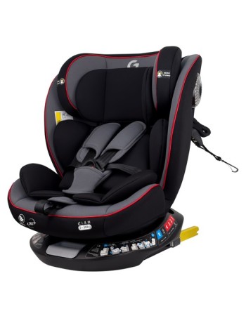 Καθισματάκι αυτοκινήτου G με isofix για βάρος 0 έως 36kg περιστρεφόμενο 360 μοίρες σε μαύρο γκρι με κόκκινες λεπτομέρειες
