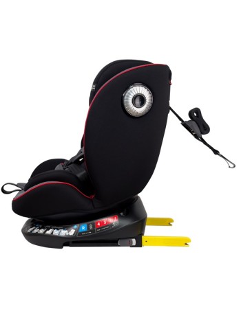 Καθισματάκι αυτοκινήτου G με isofix για βάρος 0 έως 36kg περιστρεφόμενο 360 μοίρες σε μαύρο γκρι με κόκκινες λεπτομέρειες