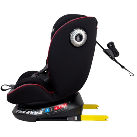 Καθισματάκι αυτοκινήτου G με isofix για βάρος 0 έως 36kg περιστρεφόμενο 360 μοίρες σε μαύρο γκρι με κόκκινες λεπτομέρειες