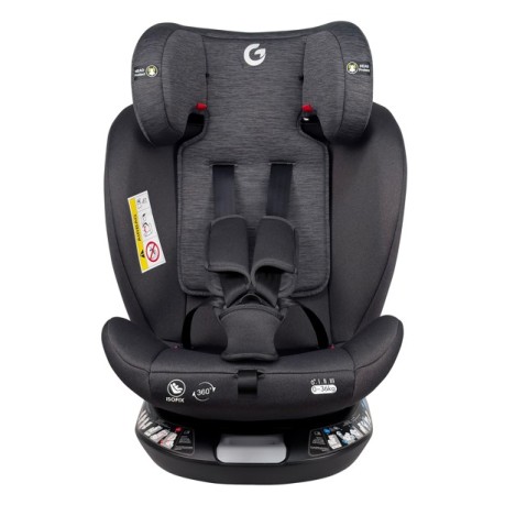 Καθισματάκι αυτοκινήτου G με isofix για βάρος 0 έως 36kg περιστρεφόμενο 360 μοίρες σε μαύρο γκρι